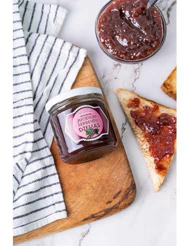 Juodųjų serbentų džemas, uogienė, pušryčiai, košė, skebutis, arbata,