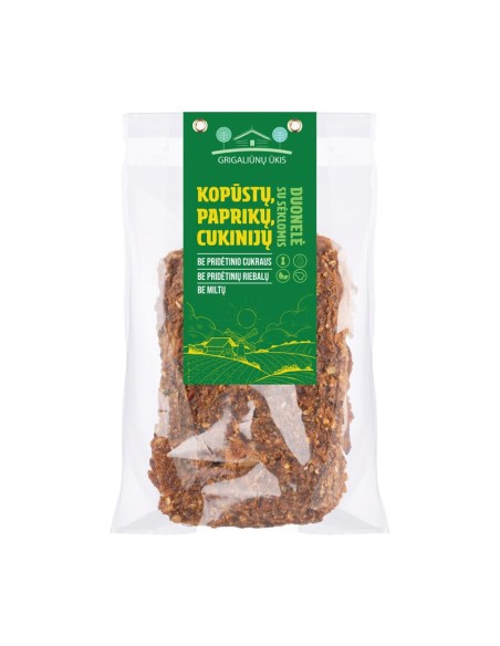 Duona, kopūstas, cukinija,paprika, užkandis, vegan, be gliuteno, be miltų, raw, be cukraus