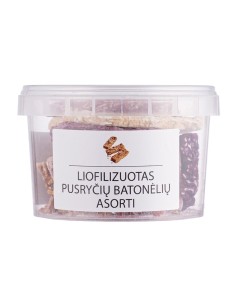 Liofilizuotų pusryčių batonėlių asorti, sveikas maistas, užkandis