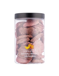 Liofilizuoti bananų sausainiai su braškėmis, sveikas maistas, be cukraus