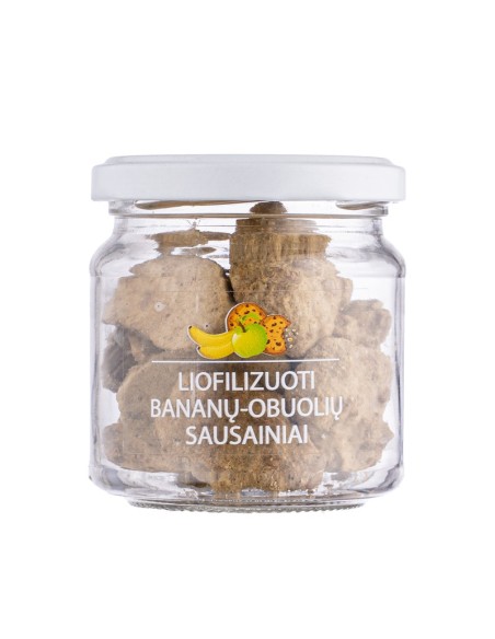 Liofilizuoti bananų sausainiai su obuoliais, sveikas maistas, be cukraus